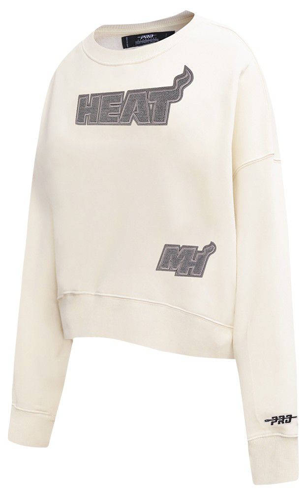 Pro Standard Women's Miami Heat Off White Reverse French Terry Crewneck Sweatshirt product image