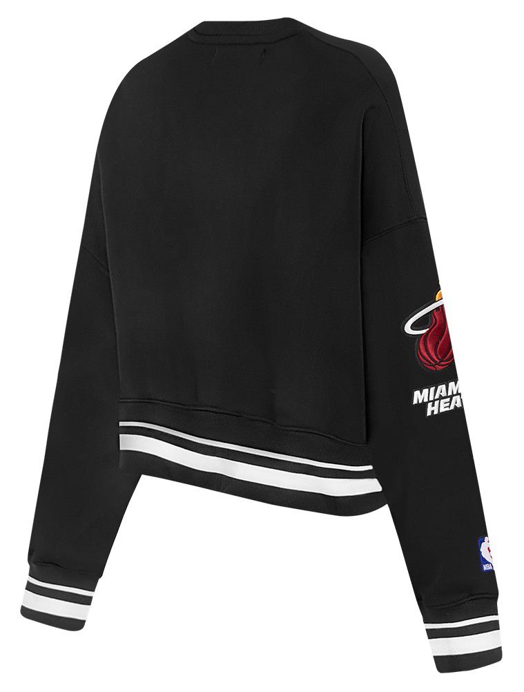 Pro Standard Women's Miami Heat Black Mash Up Rib Fleece Crewneck Sweatshirt product image