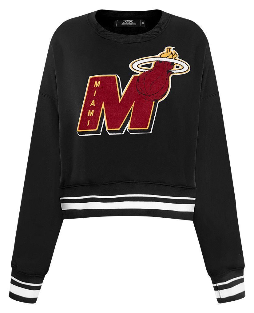 Pro Standard Women's Miami Heat Black Mash Up Rib Fleece Crewneck Sweatshirt product image
