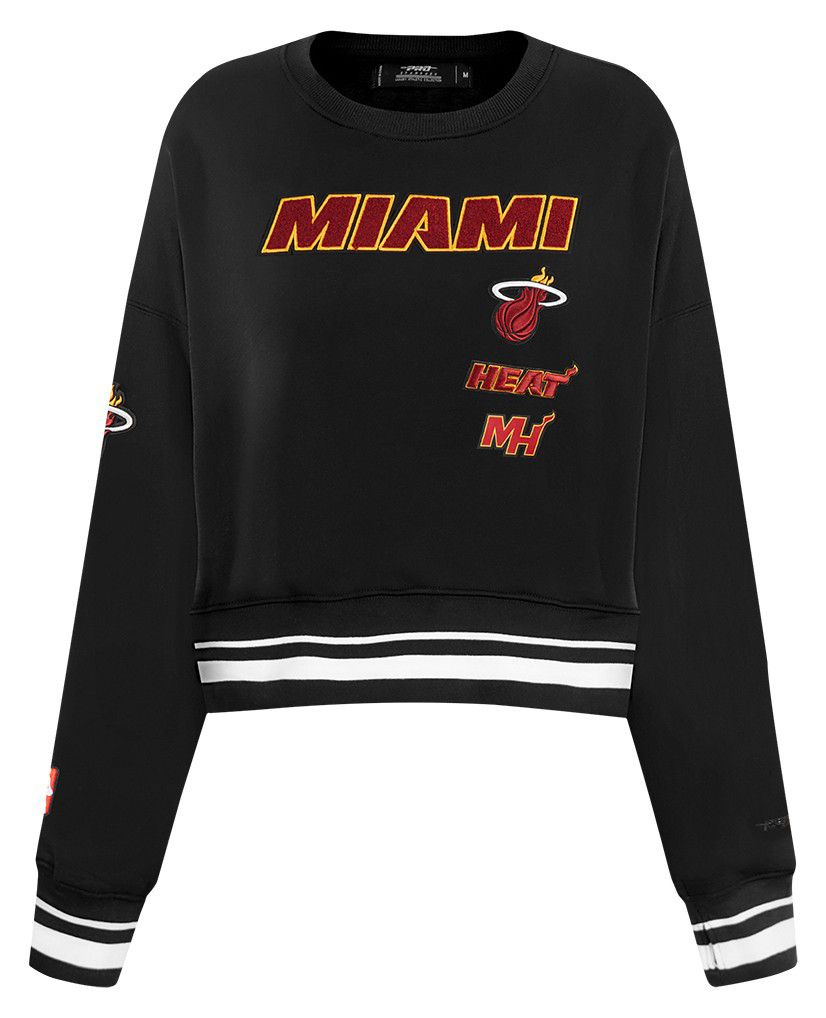 Pro Standard Women's Miami Heat Black Retro Classic Fleece Crewneck Sweatshirt product image