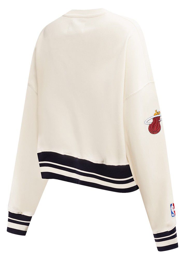Pro Standard Women's Miami Heat Off White Retro Classic Fleece Crewneck Sweatshirt product image