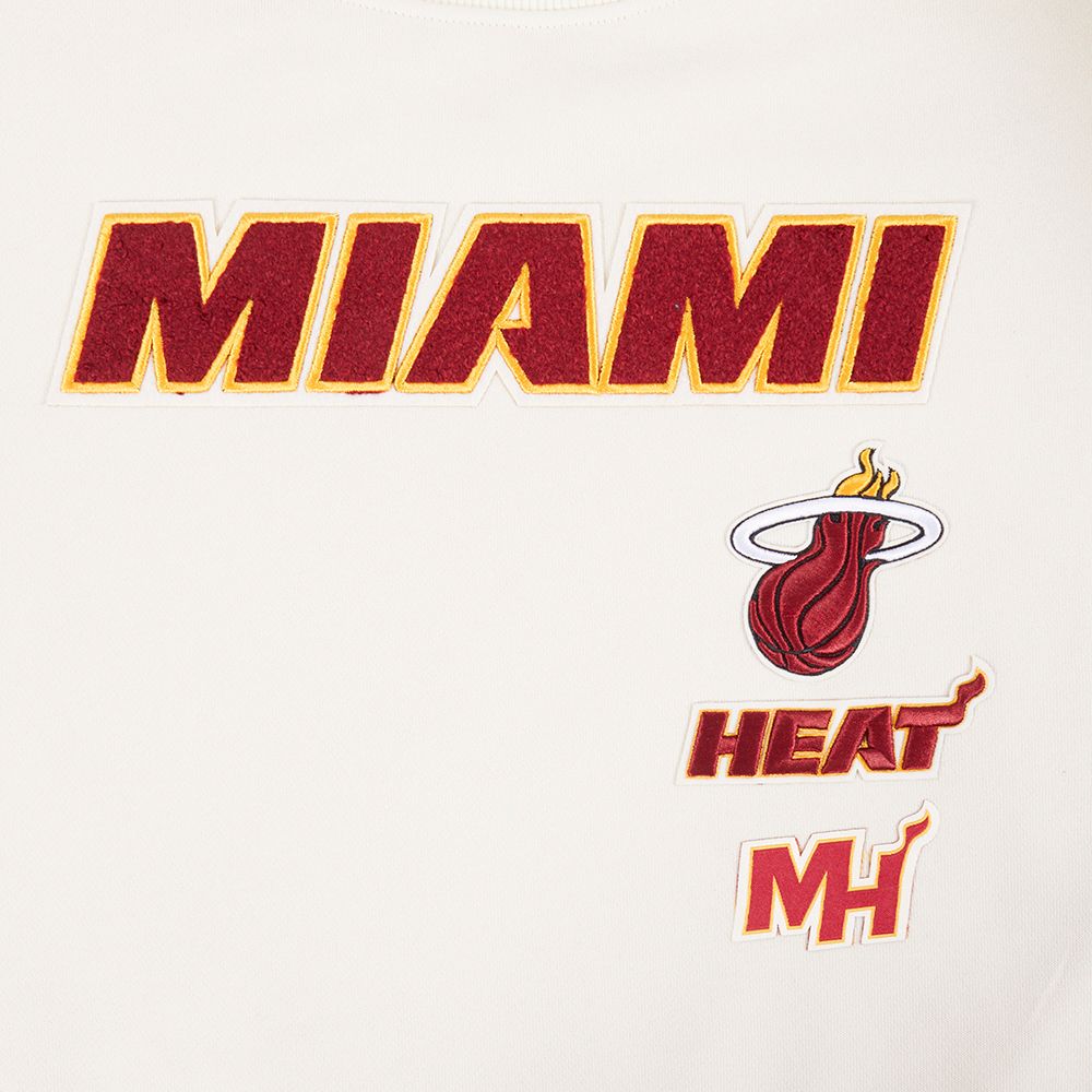 Pro Standard Women's Miami Heat Off White Retro Classic Fleece Crewneck Sweatshirt product image