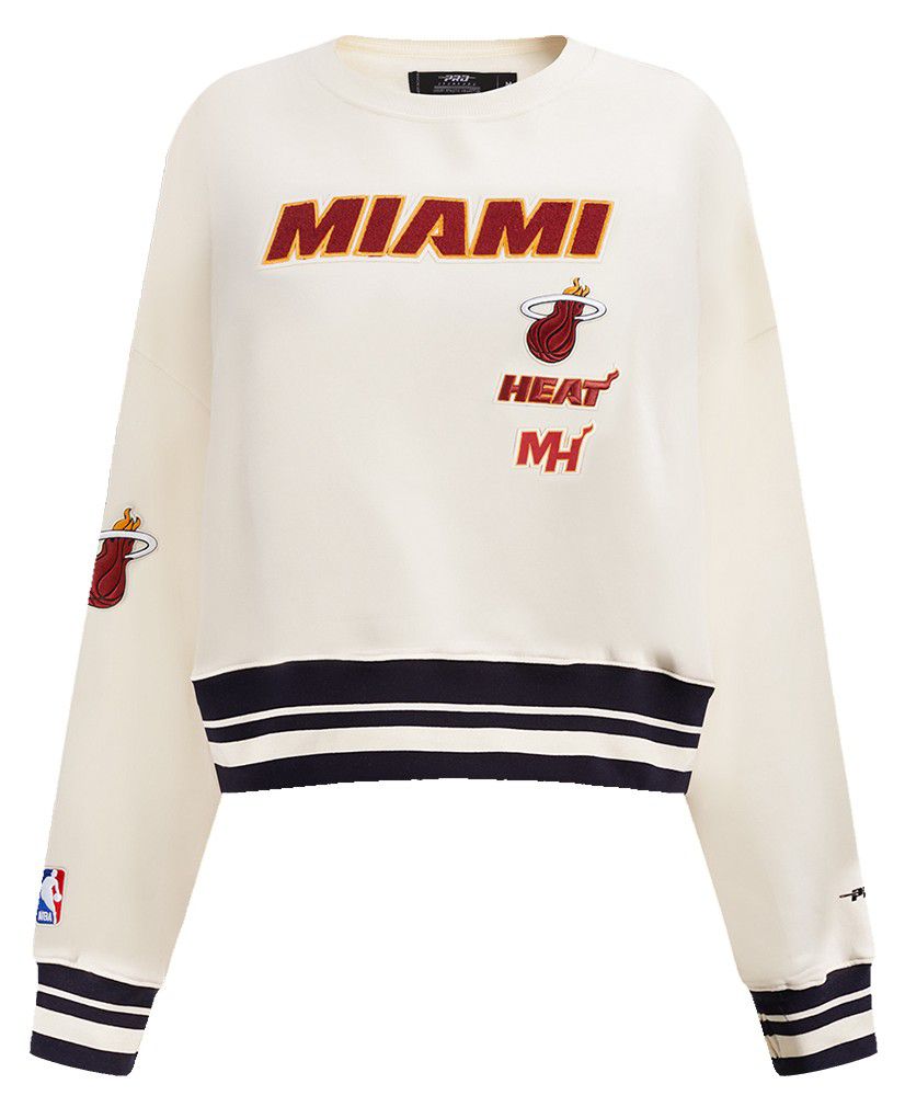 Pro Standard Women's Miami Heat Off White Retro Classic Fleece Crewneck Sweatshirt product image