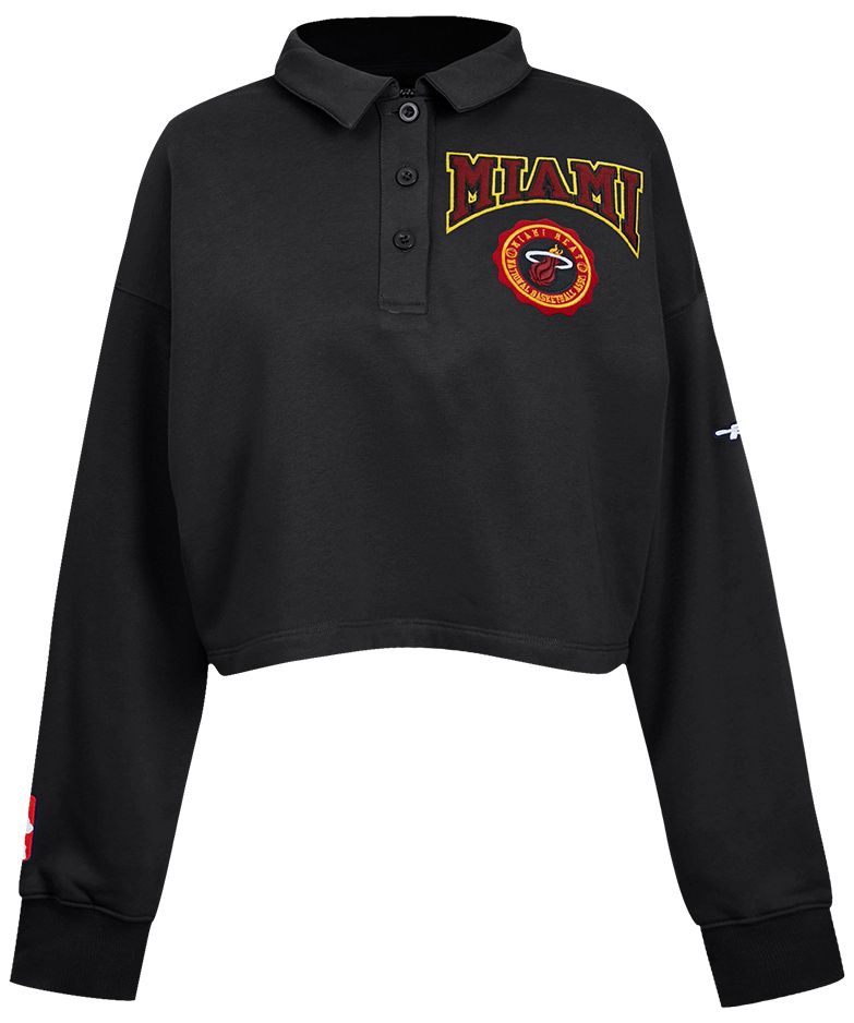 Pro Standard Women's Miami Heat Black Crest Emblem Long Sleeve Polo product image