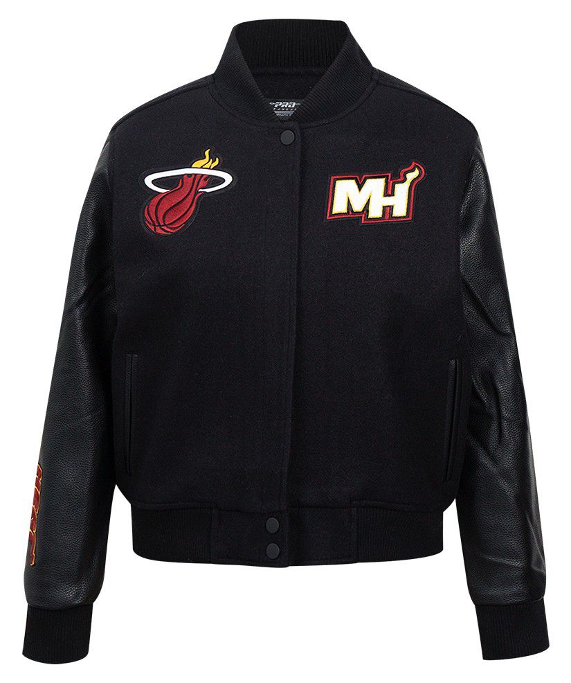 Pro Standard Women's Miami Heat Black Classic Wool Varsity Jacket product image