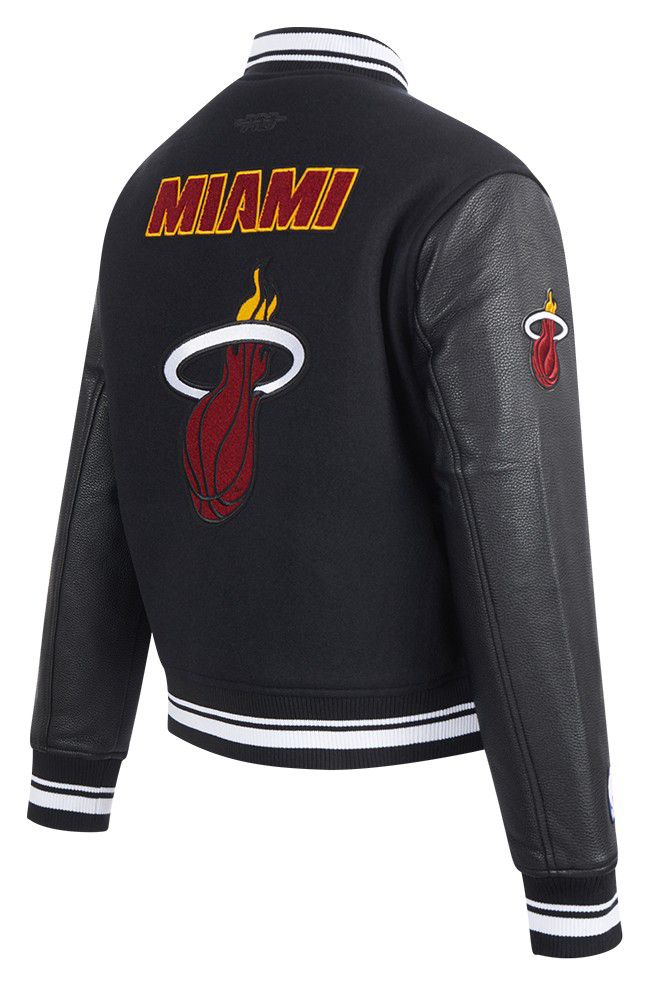Pro Standard Women's Miami Heat Black Retro Classic Rib Wool Varsity Jacket product image