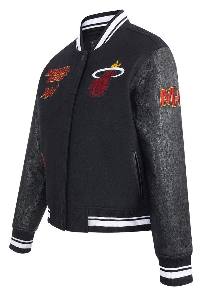 Pro Standard Women's Miami Heat Black Retro Classic Rib Wool Varsity Jacket product image