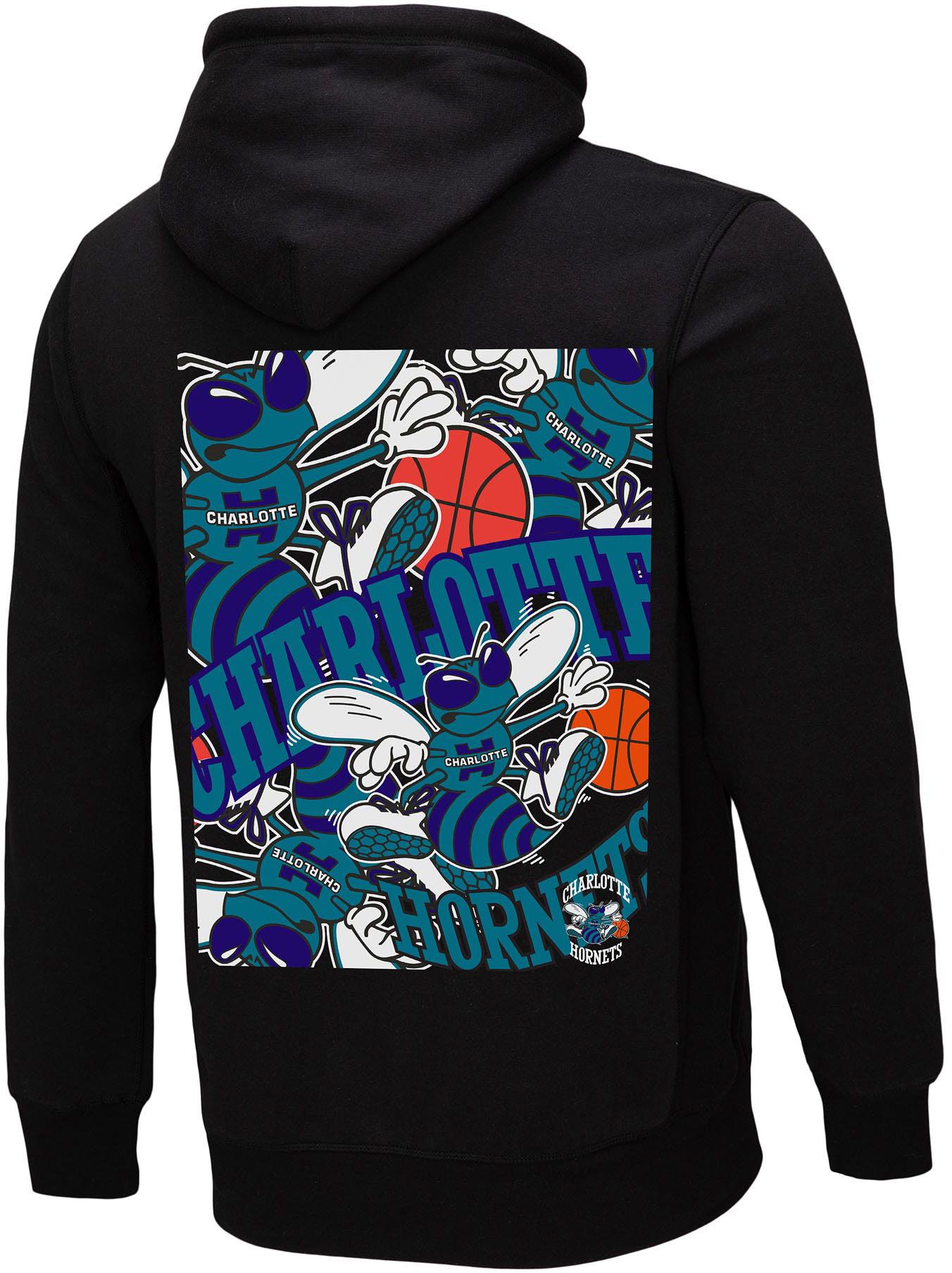 Mitchell & Ness Men's Charlotte Hornets Black Cut Up Hoodie product image