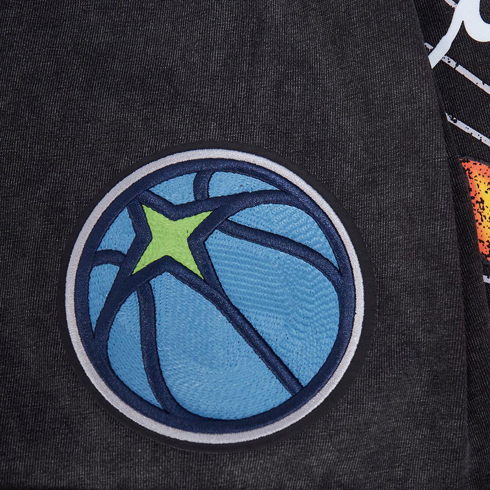 Pro Standard Men's Minnesota Timberwolves Black Fire & Roses Washed T-Shirt product image