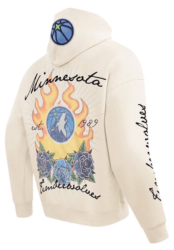 Pro Standard Men's Minnesota Timberwolves Off White Fire And Roses Washed Hoodie product image