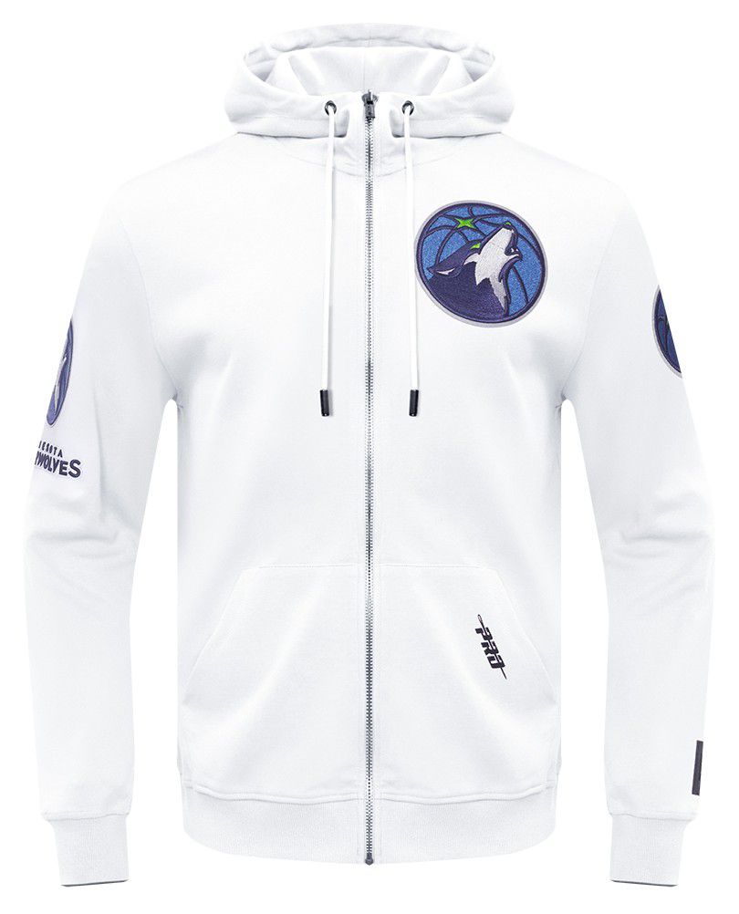 Pro Standard Men's Minnesota Timberwolves White Classic Chenille Full Zip Hoodie product image
