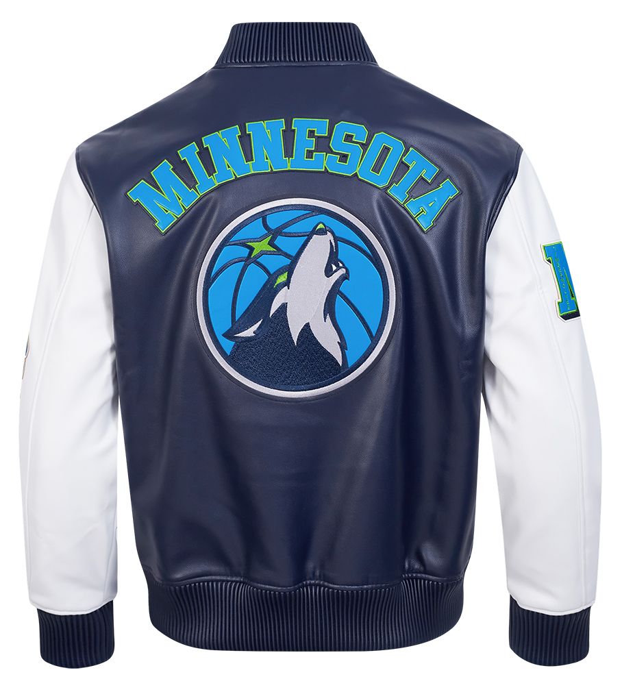 Pro Standard Men's Minnesota Timberwolves Navy Leather Jacket product image