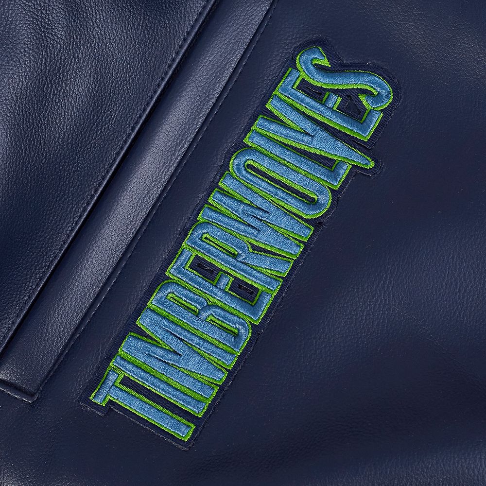 Pro Standard Men's Minnesota Timberwolves Navy Leather Jacket product image