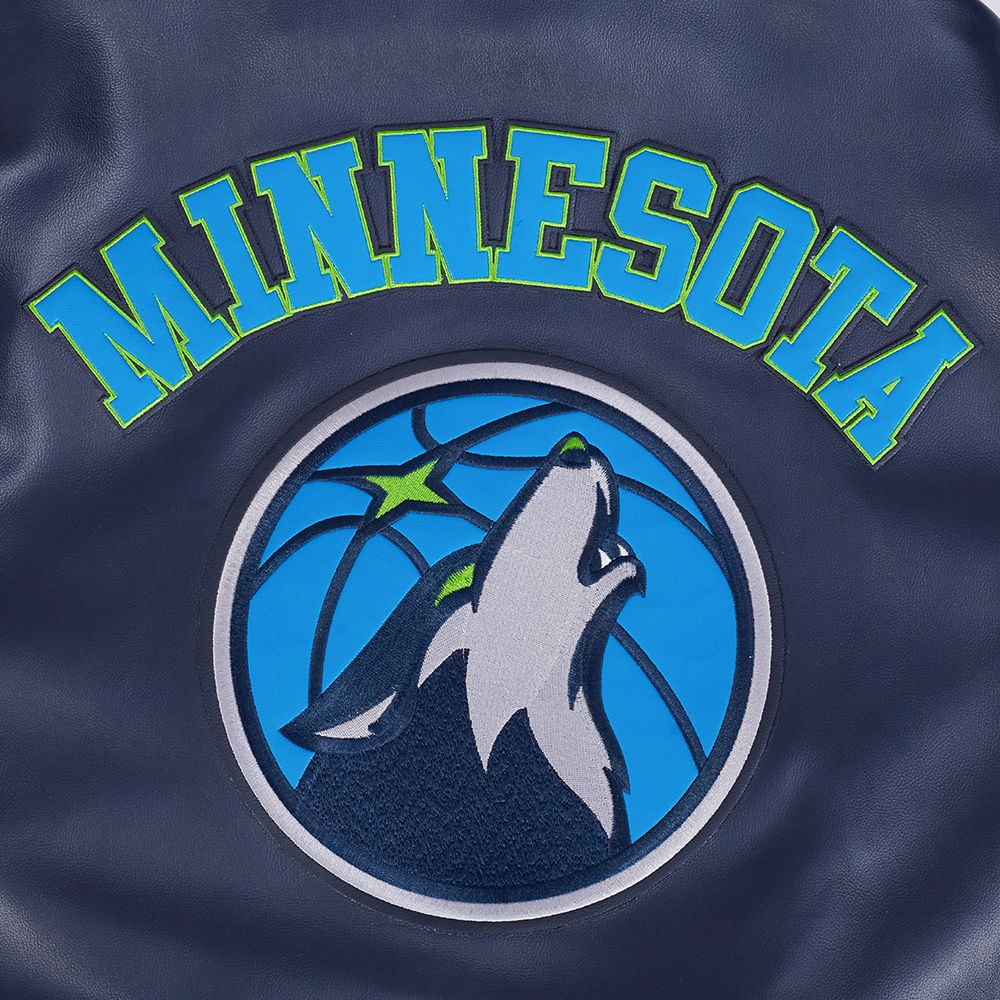 Pro Standard Men's Minnesota Timberwolves Navy Leather Jacket product image
