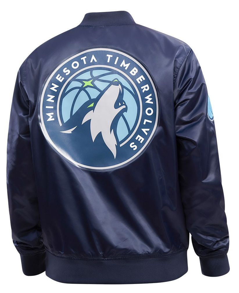 Pro Standard Men's Minnesota Timberwolves Navy Big Logo Satin Jacket product image