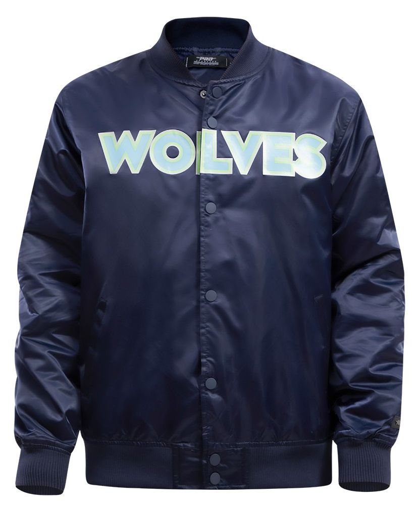 Pro Standard Men's Minnesota Timberwolves Navy Big Logo Satin Jacket product image