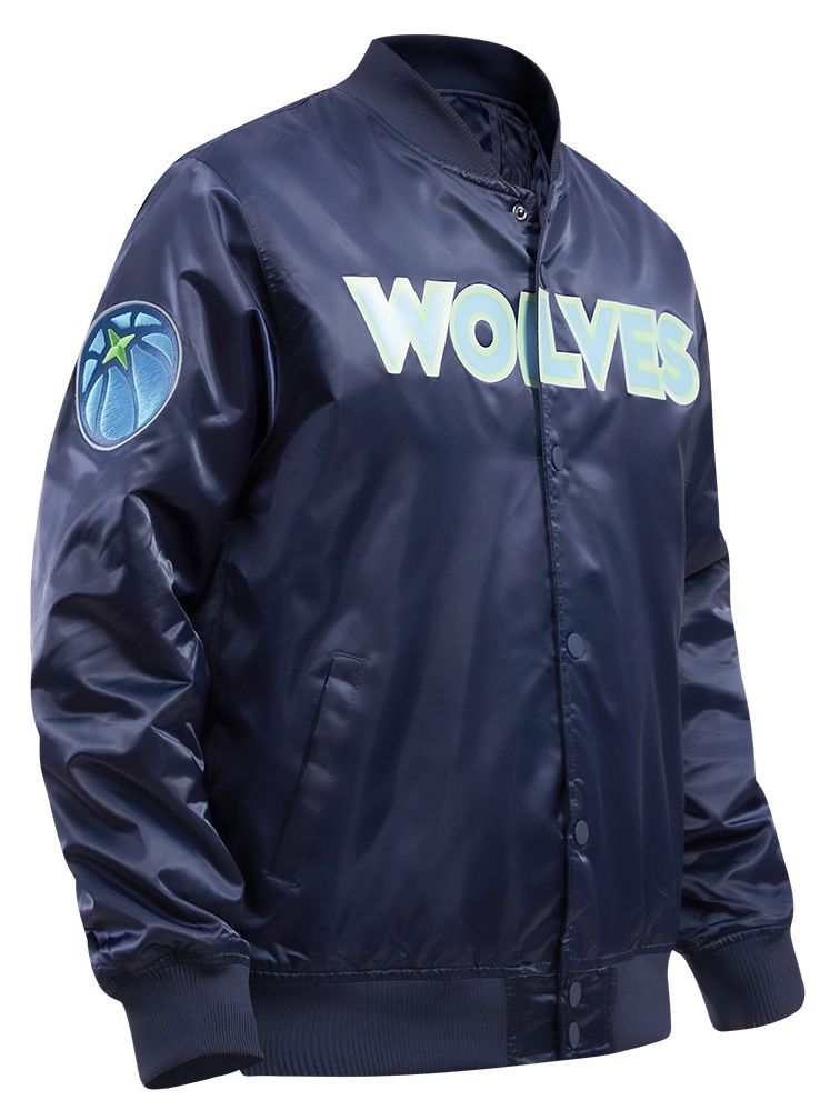Pro Standard Men's Minnesota Timberwolves Navy Big Logo Satin Jacket product image