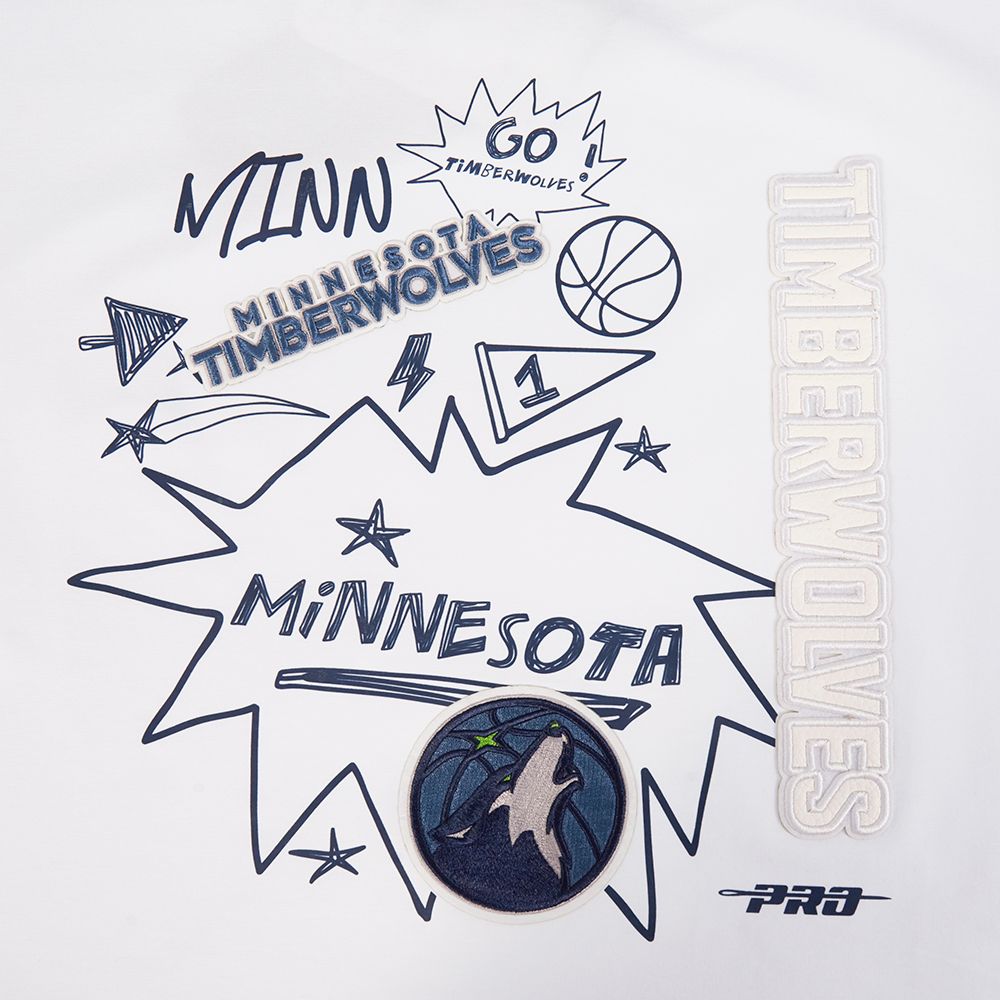 Pro Standard Women's Minnesota Timberwolves White Sketchbook Boxy T-Shirt product image
