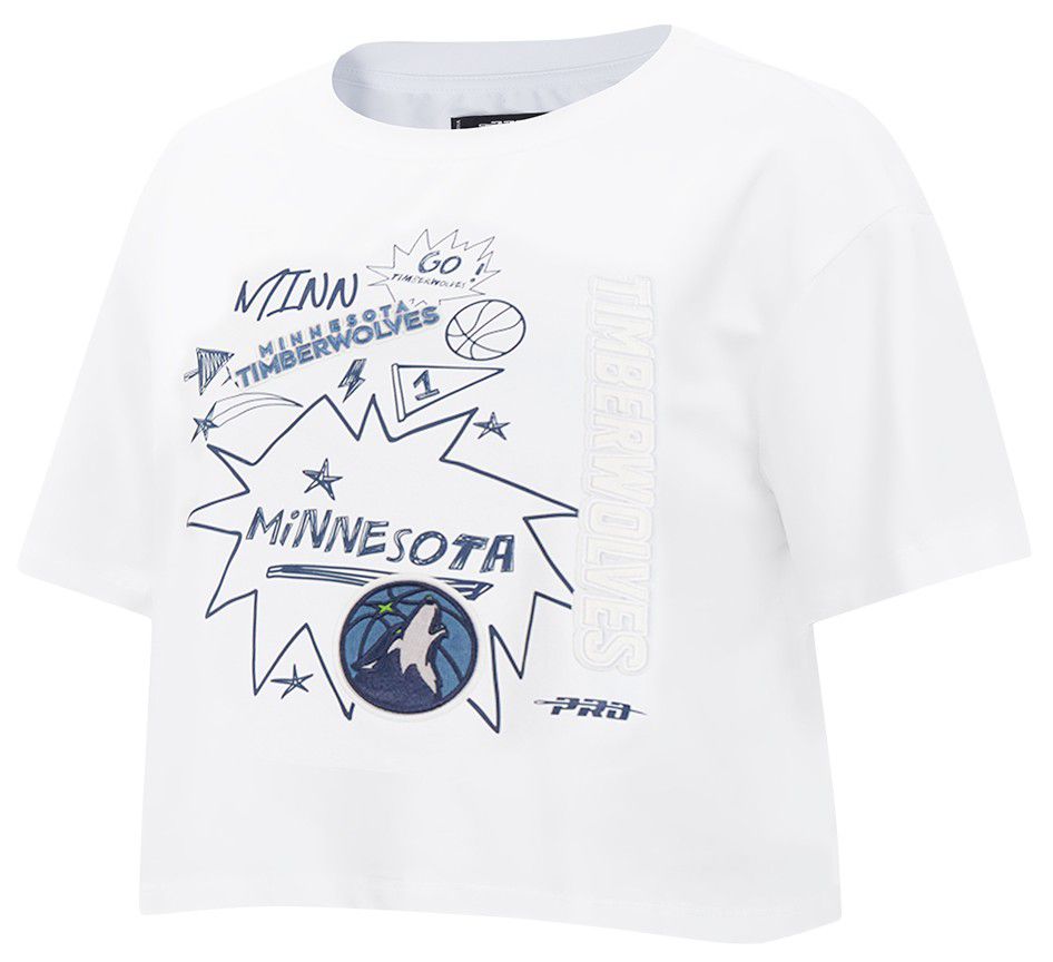 Pro Standard Women's Minnesota Timberwolves White Sketchbook Boxy T-Shirt product image