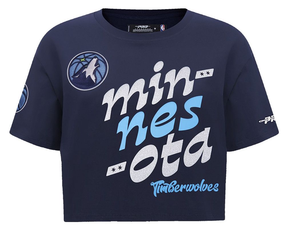 Pro Standard Women's Minnesota Timberwolves Navy Wordplay Boxy T-Shirt product image