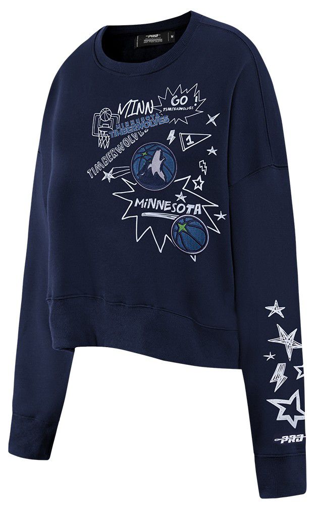 Pro Standard Women's Minnesota Timberwolves Navy Sketchbook Crewneck Sweatshirt product image