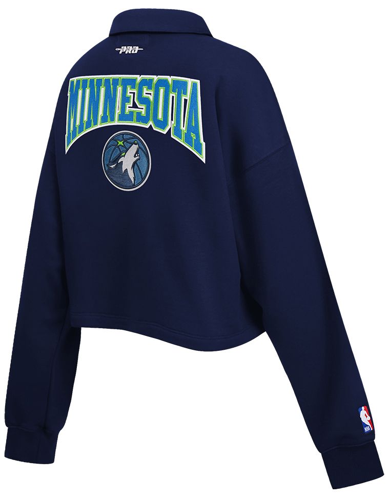 Pro Standard Women's Minnesota Timberwolves Navy Crest Emblem Long Sleeve Polo product image