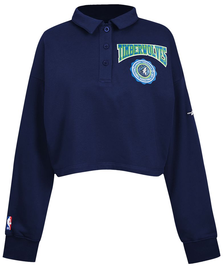 Pro Standard Women's Minnesota Timberwolves Navy Crest Emblem Long Sleeve Polo product image