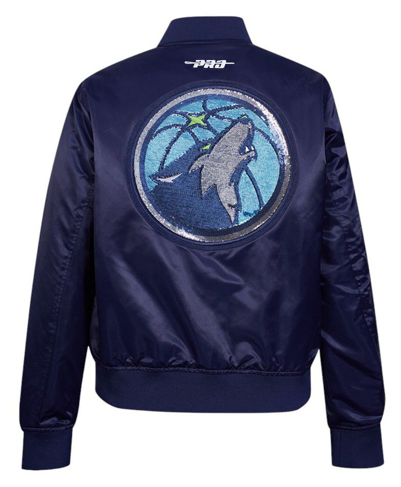 Pro Standard Women's Minnesota Timberwolves Navy Game Day Classics Satin Jacket product image