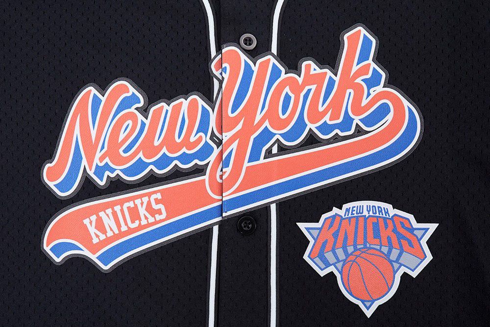 Pro Standard Men's New York Knicks Black Script Tail Mesh Button Down Shirt product image