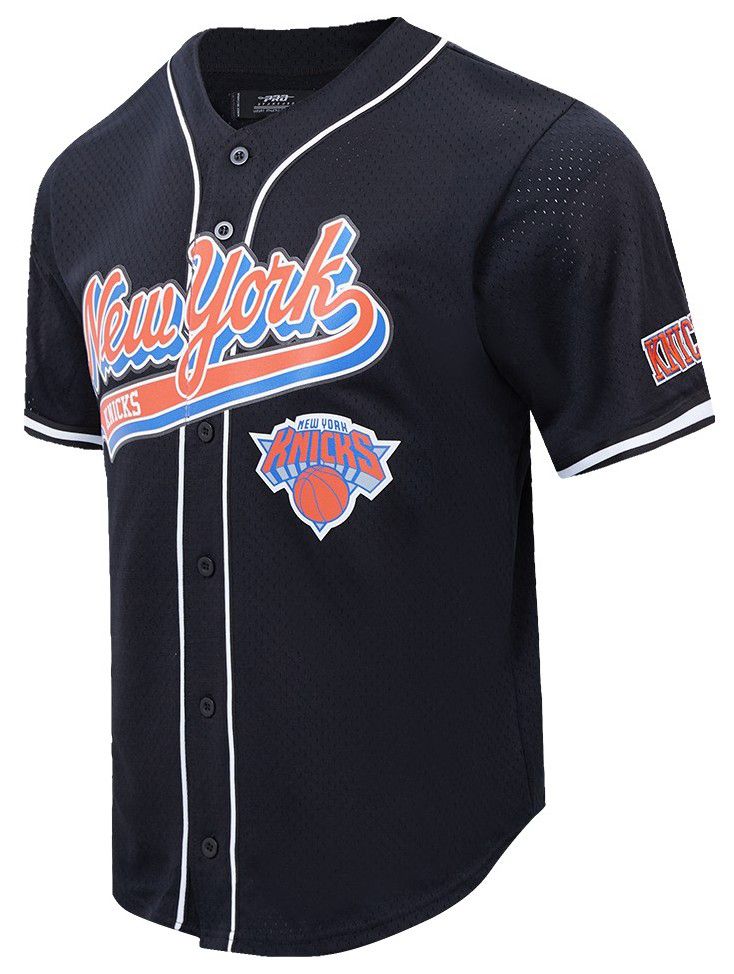 Pro Standard Men's New York Knicks Black Script Tail Mesh Button Down Shirt product image