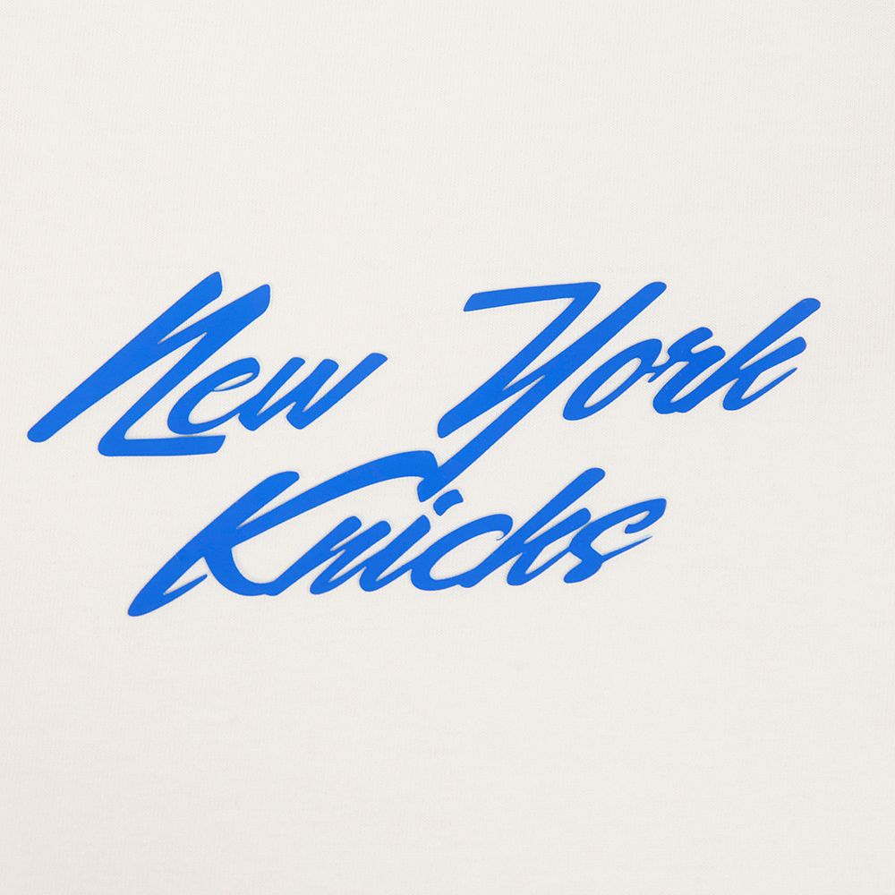 Pro Standard Men's New York Knicks Off White Script Drop Shoulder T-Shirt product image