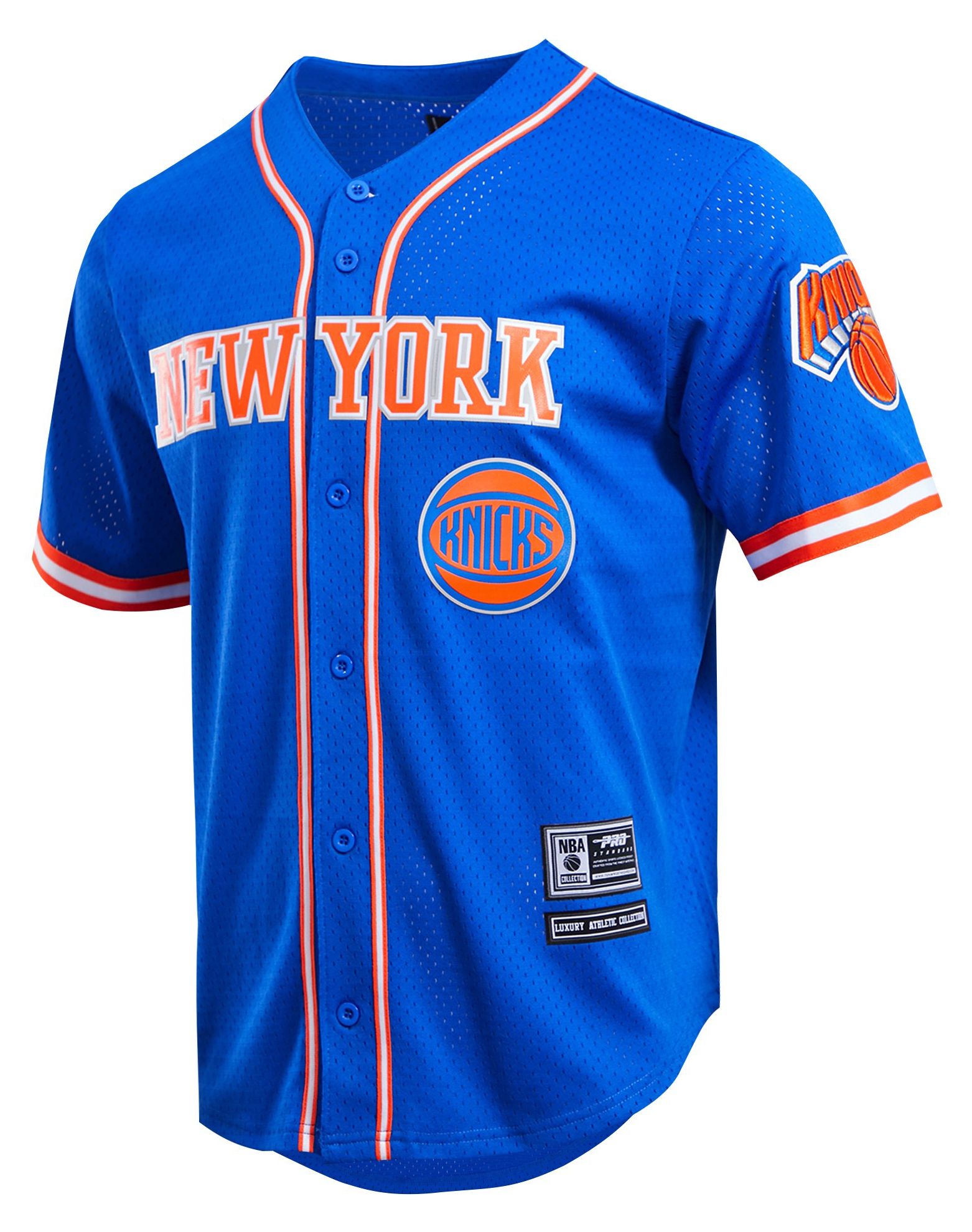 Pro Standard Men's New York Knicks Blue Logo Classic Mesh Button Up Shirt product image