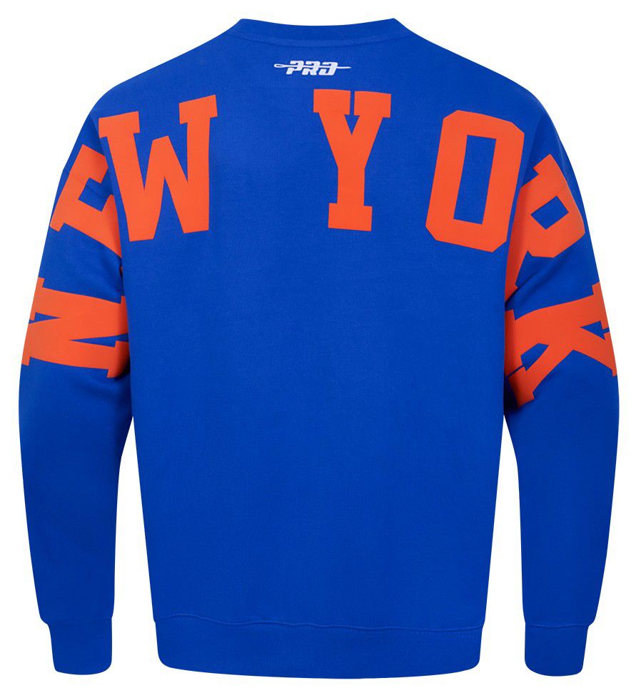 Pro Standard Men's New York Knicks Blue Wingspan Drop Shoulder Fleece Crewneck Sweatshirt product image