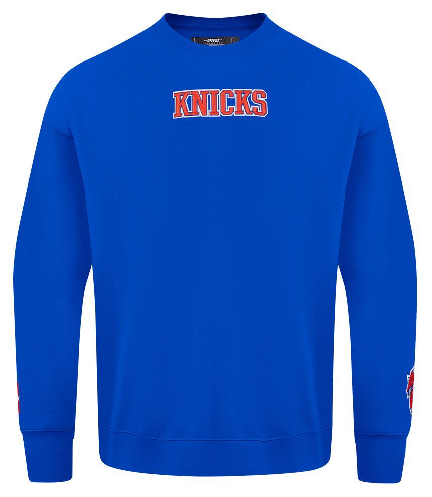 Pro Standard Men's New York Knicks Blue Wingspan Drop Shoulder Fleece Crewneck Sweatshirt product image