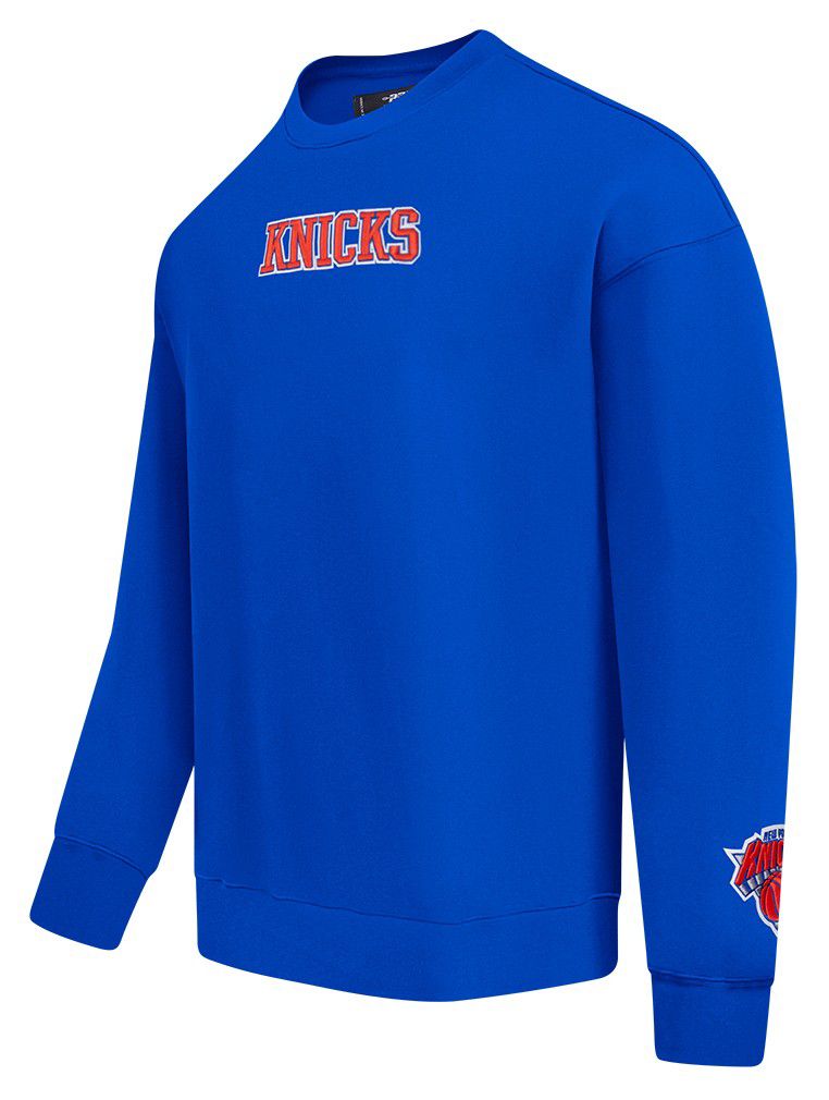 Pro Standard Men's New York Knicks Blue Wingspan Drop Shoulder Fleece Crewneck Sweatshirt product image