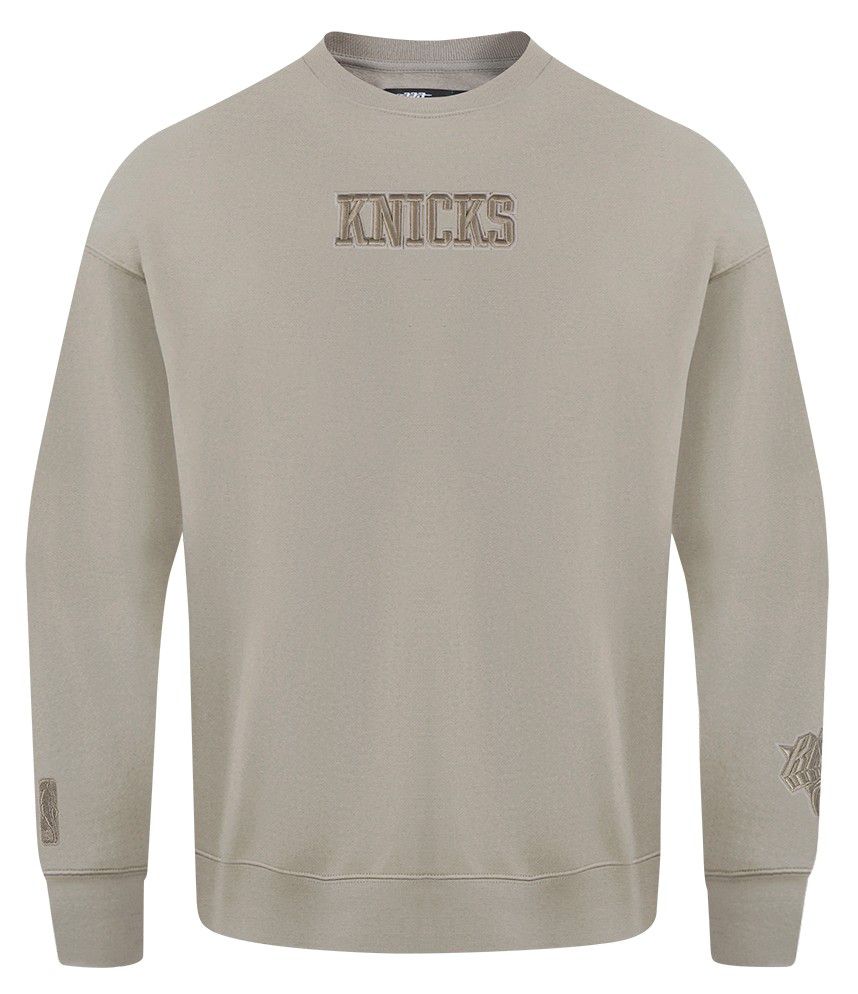 Pro Standard Men's New York Knicks Taupe Wingspan Drop Shoulder Fleece Crewneck Sweatshirt product image