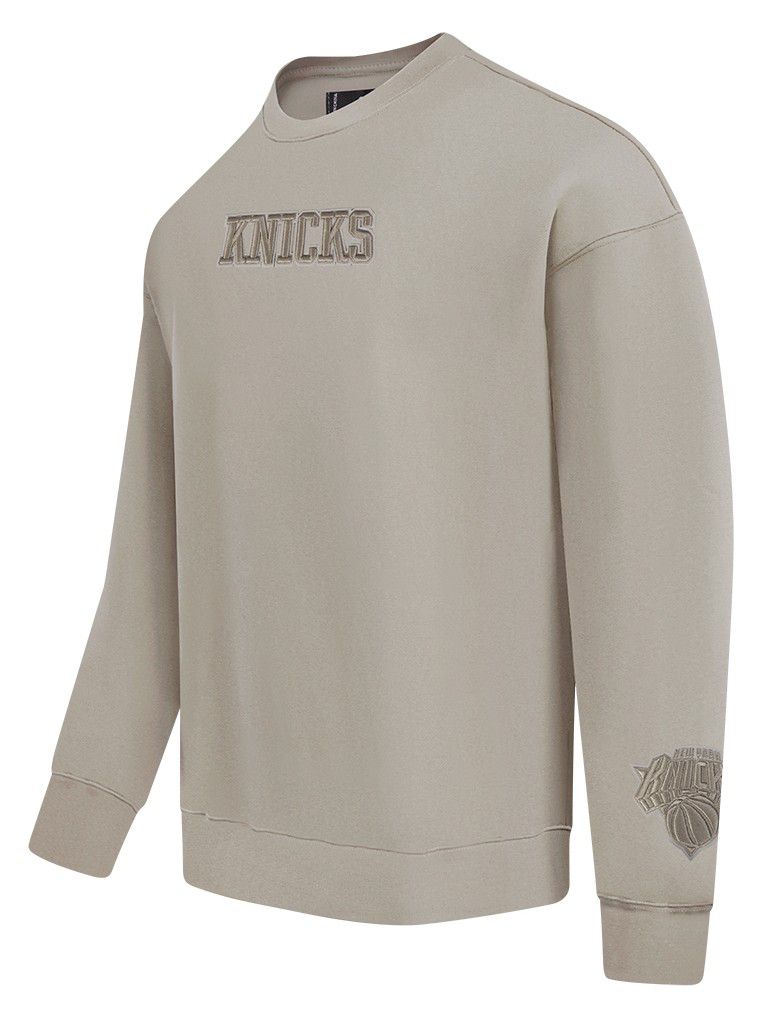 Pro Standard Men's New York Knicks Taupe Wingspan Drop Shoulder Fleece Crewneck Sweatshirt product image