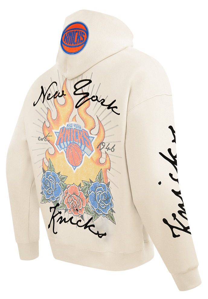 Pro Standard Men's New York Knicks Off White Fire And Roses Washed Hoodie product image