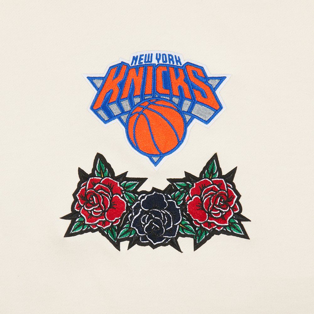 Pro Standard Men's New York Knicks Off White Fire And Roses Washed Hoodie product image