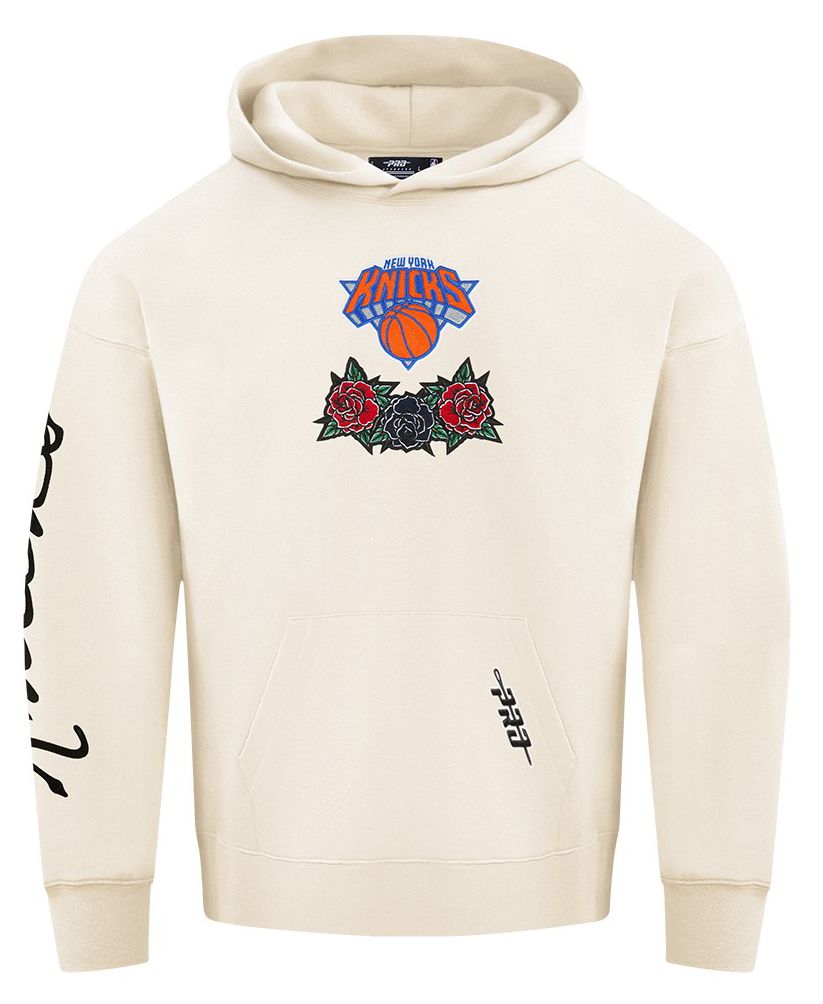 Pro Standard Men's New York Knicks Off White Fire And Roses Washed Hoodie product image
