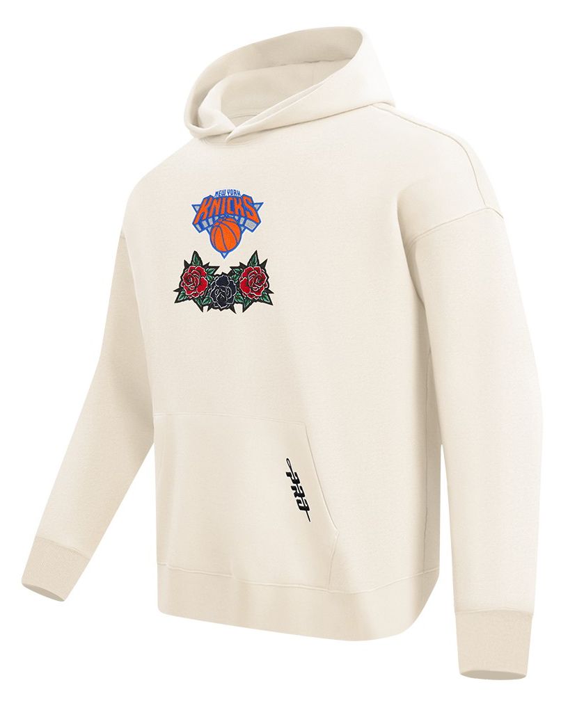 Pro Standard Men's New York Knicks Off White Fire And Roses Washed Hoodie product image