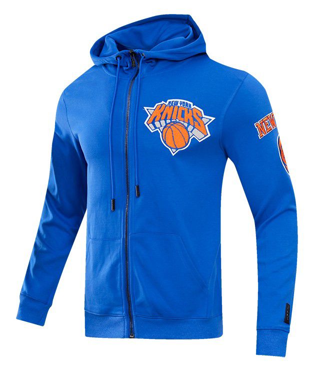 Pro Standard Men's New York Knicks Blue Classic Chenille Full-Zip Hoodie product image
