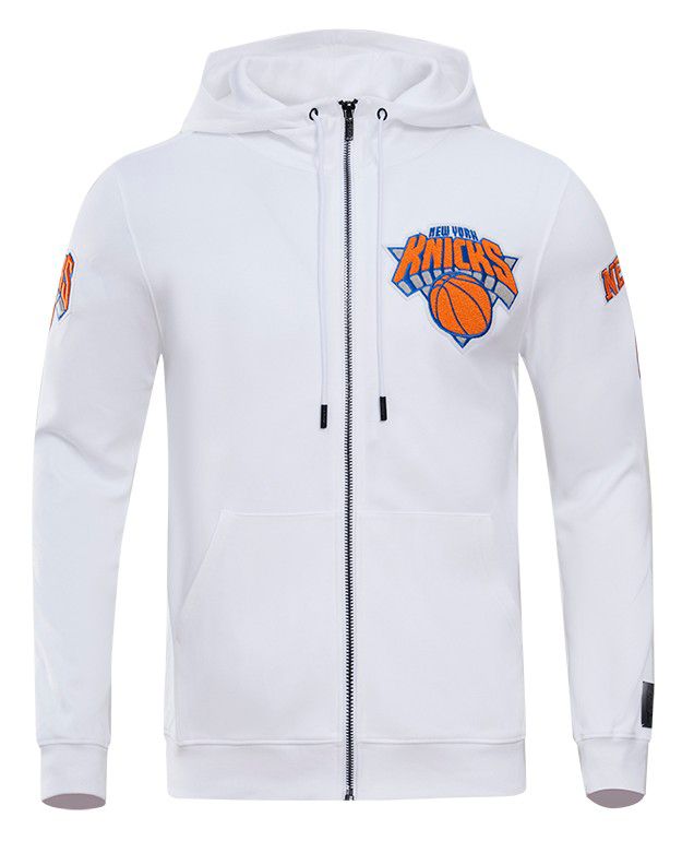 Pro Standard Men's New York Knicks White Classic Chenille Full-Zip Hoodie product image
