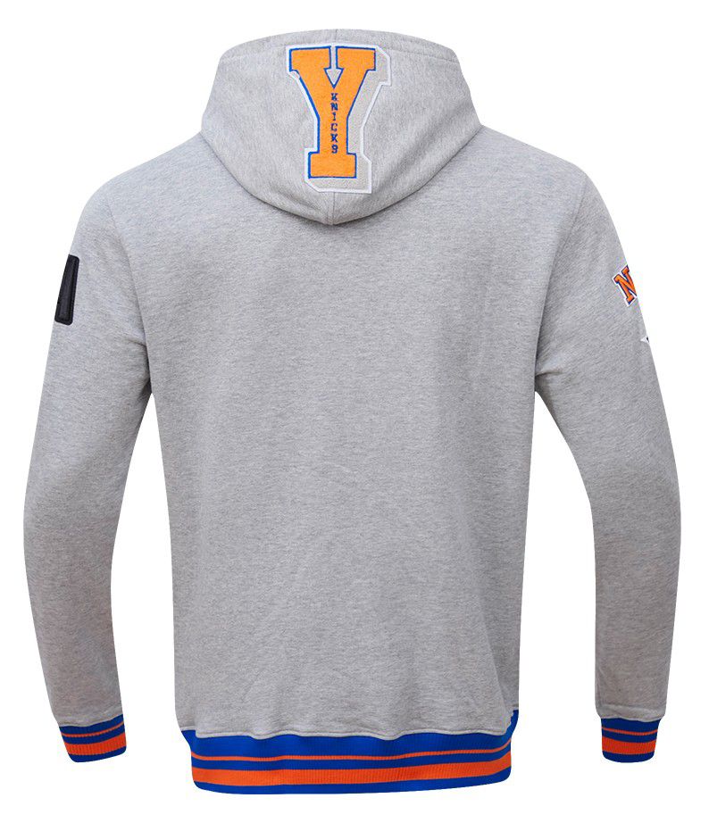 Pro Standard Men's New York Knicks Grey Ribbed Mash Up Fleece Pullover Hoodie product image