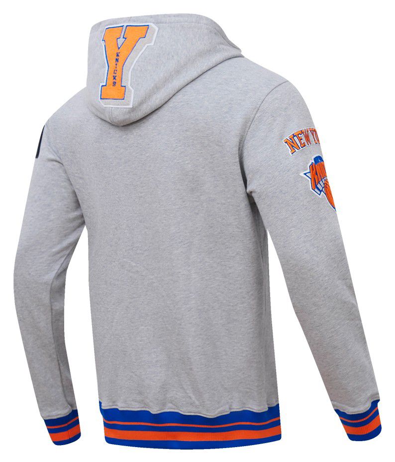Pro Standard Men's New York Knicks Grey Ribbed Mash Up Fleece Pullover Hoodie product image