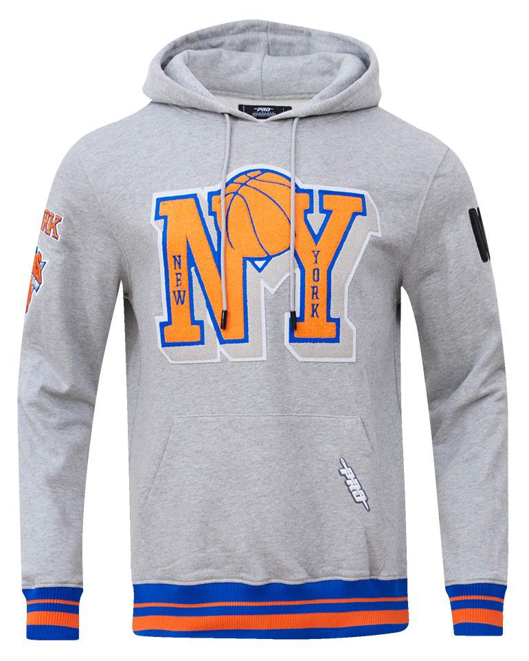 Pro Standard Men's New York Knicks Grey Ribbed Mash Up Fleece Pullover Hoodie product image