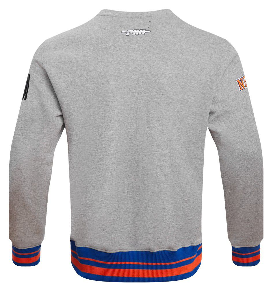Pro Standard Men's New York Knicks Grey Mash Up Ribbed Fleece Crewneck Sweatshirt product image
