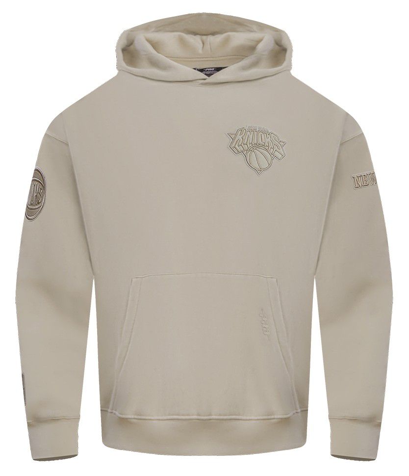 Pro Standard Men's New York Knicks Taupe Neutral Drop Shoulder Fleece Hoodie product image
