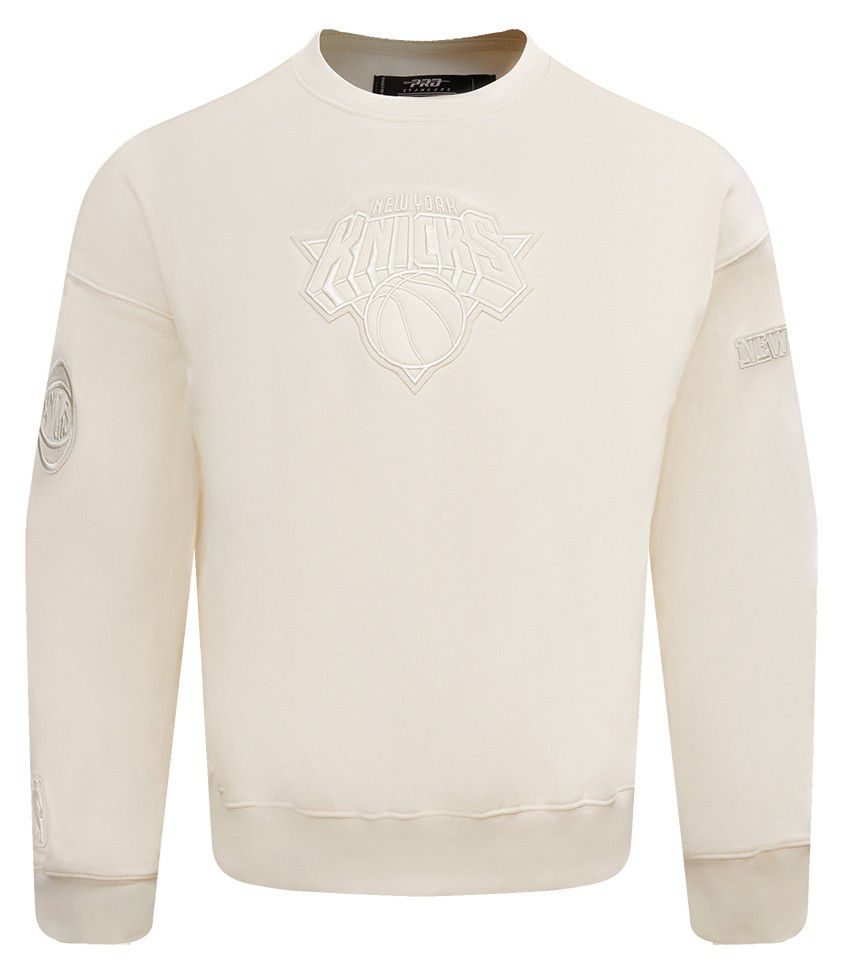 Pro Standard Men's New York Knicks Off White Neutral Drop Shoulder Fleece Crewneck Sweatshirt product image