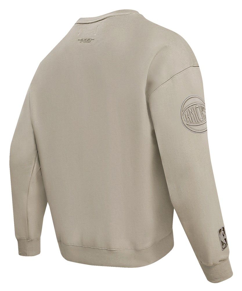 Pro Standard Men's New York Knicks Taupe Neutral Drop Shoulder Fleece Crewneck Sweatshirt product image
